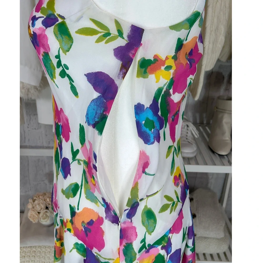 Jessica London Women's Size 12W White Multicolor Floral Drop Waist Dress #0413 - Picture 4 of 13